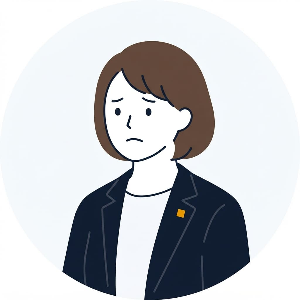 少し焦った表情で、横を気にしている会社員のイラスト