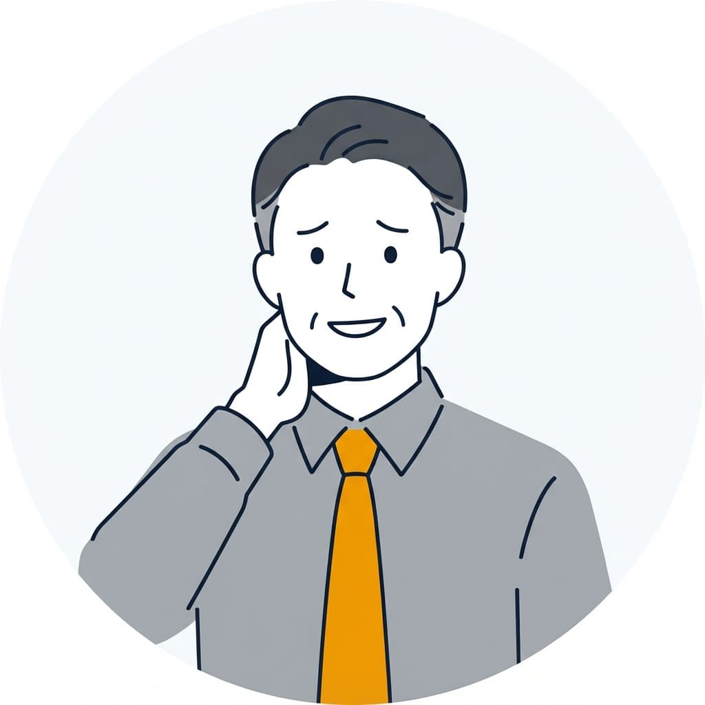苦笑いしている会社員のイラスト
