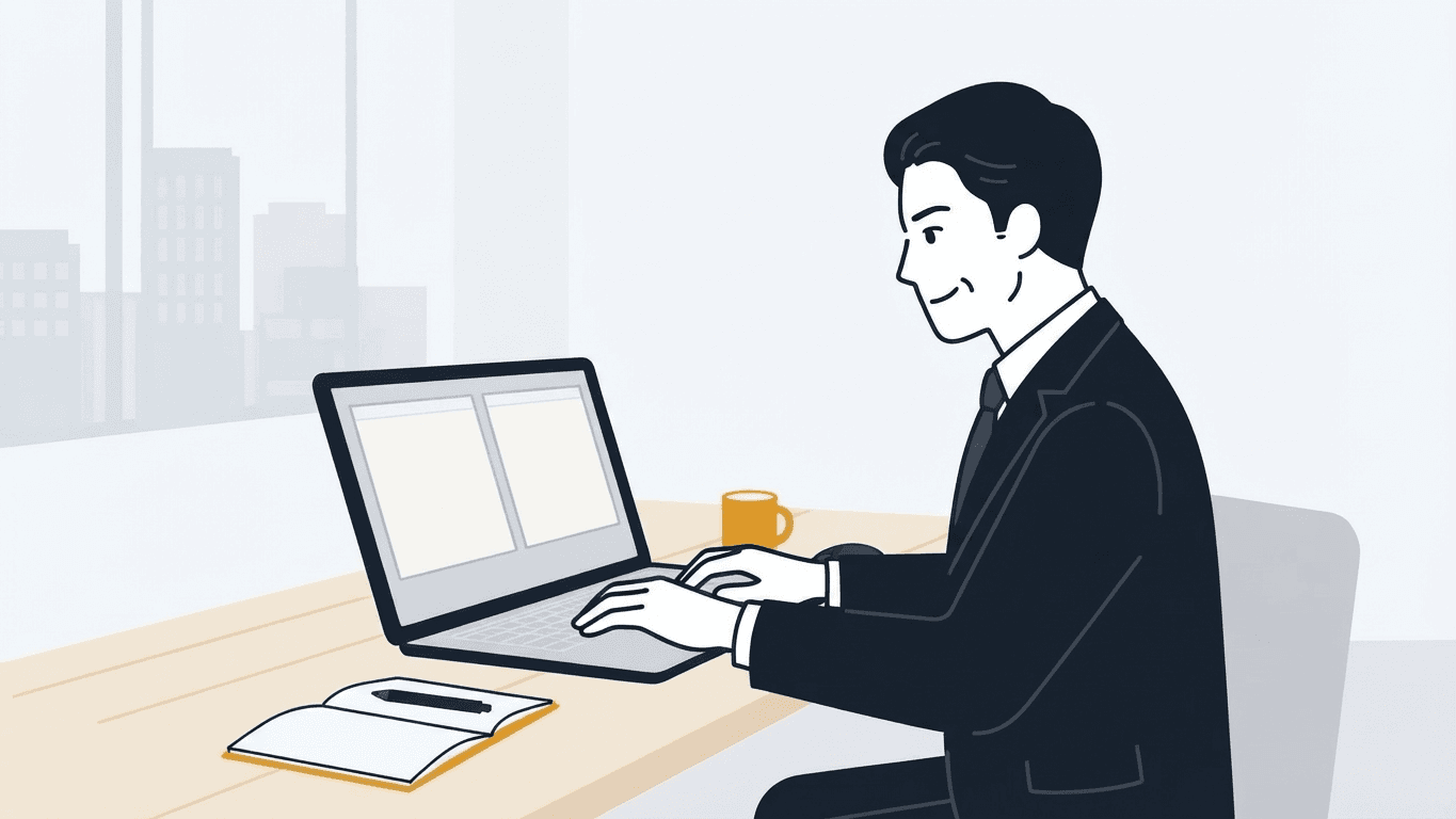 自信を持って、両手でキーボードを操作している人のイメージ